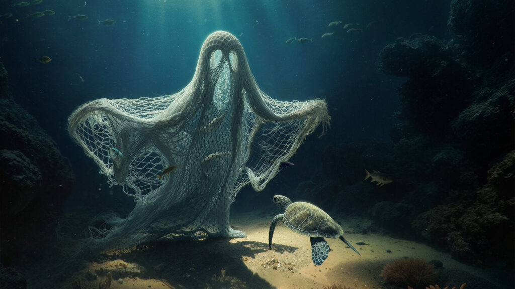 The ocean isn’t just haunted during Halloween. Beneath the surface, ghosts linger throughout the year.
Under the waves, ghost nets persist - lost and abandoned fishing gear that silently chokes marine life and devastates fragile habitats.